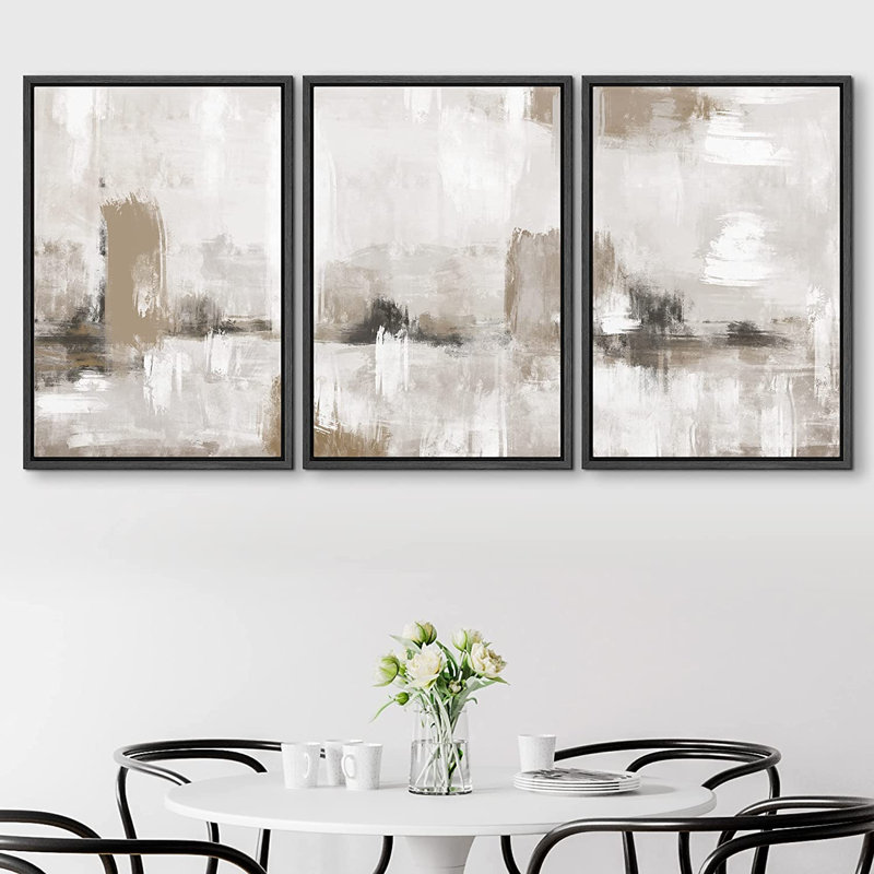Muted Brown Grunge Abstract Modern Rustic Zen Neutral Home Decor - Framed Canvas Print Wall Art Work