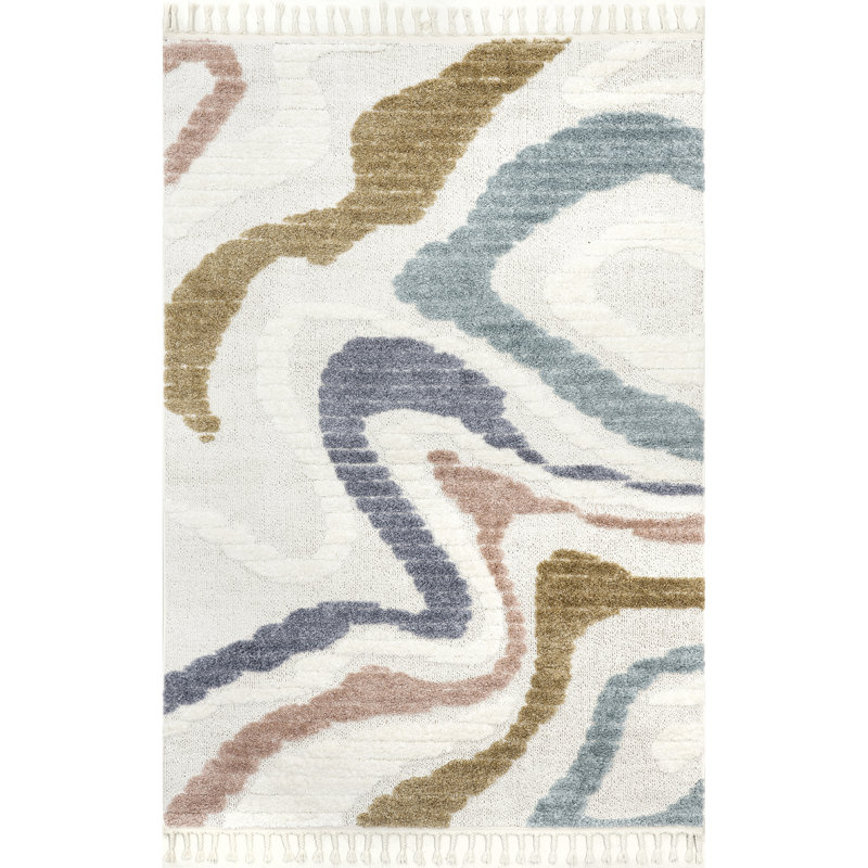 Berners Abstract Area Rug for Living Room Bedroom Dining Room Nursery Kitchen, Beige/Ivory