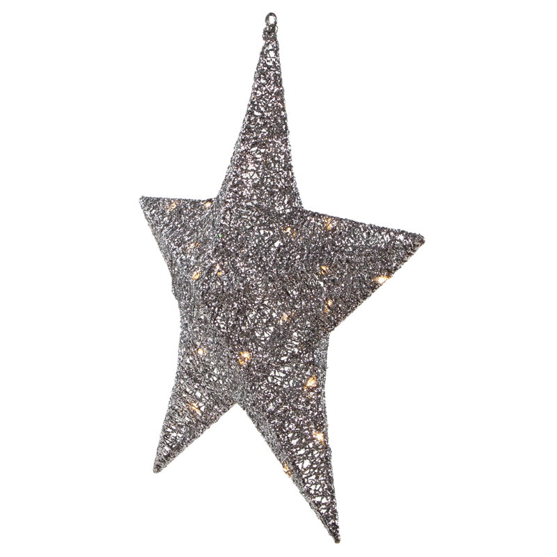 18" LED Lighted Silver Hanging Star Outdoor Christmas Decoration