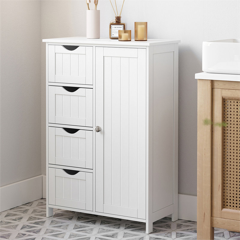 Manhattan Floor Storage Cabinet, Cabinet Freestanding, with 4 Drawers, Adjustable Shelf