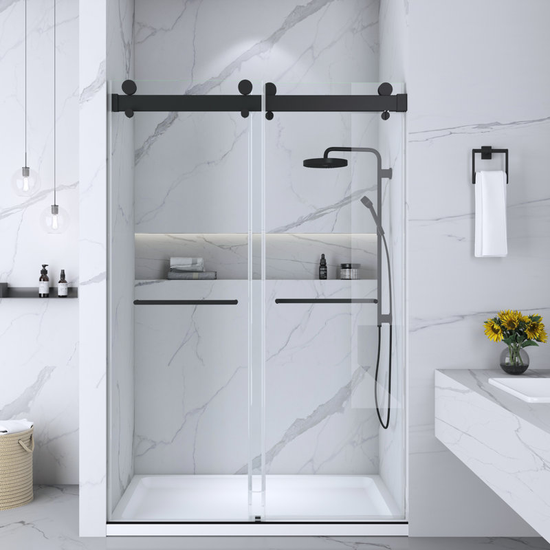 Gargy 57-60 in W x 78 in H Frameless Shower Door with Advanced Closing System