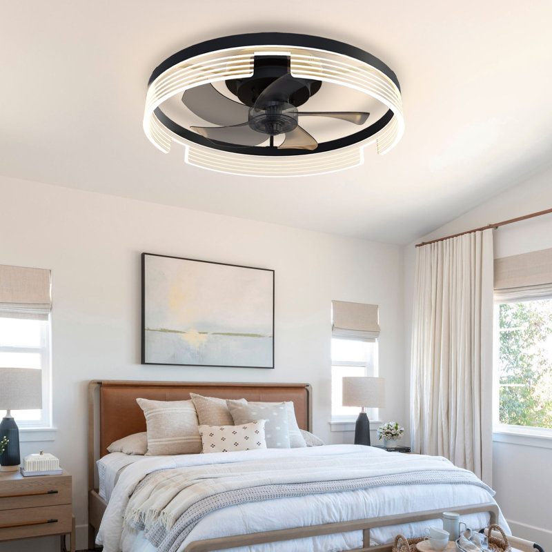 Bonin 20'' Indoor flush mount ceiling fan with light, indoor remote control ceiling fans with lights