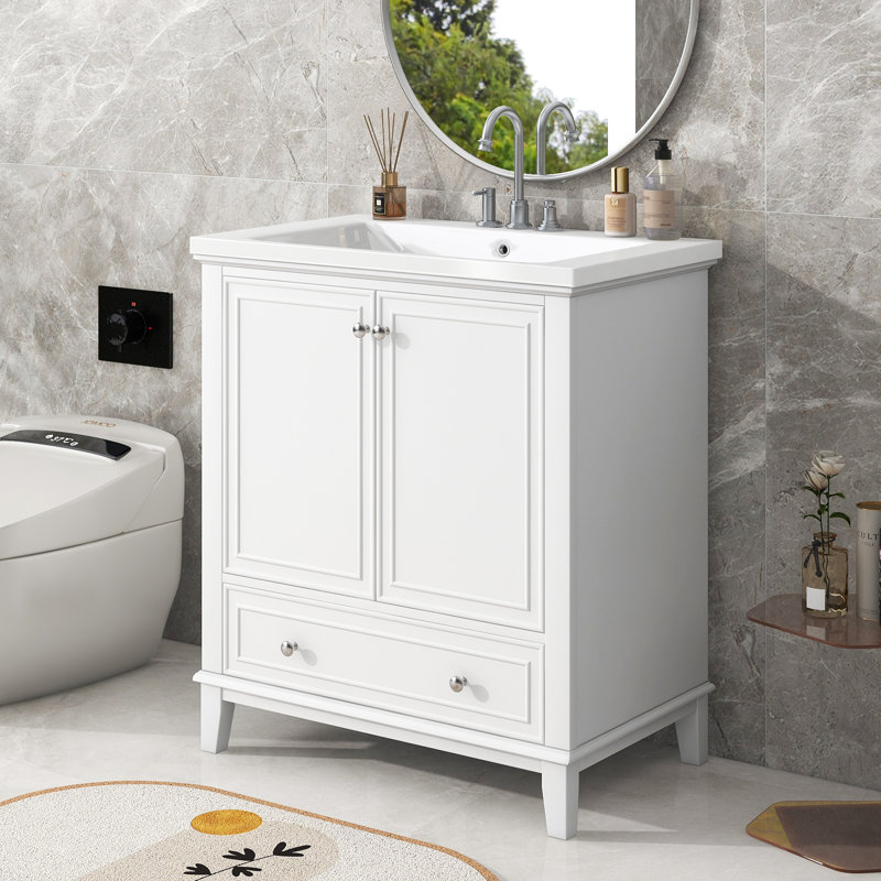30" Freestanding Single Sink Bathroom Vanity With Top