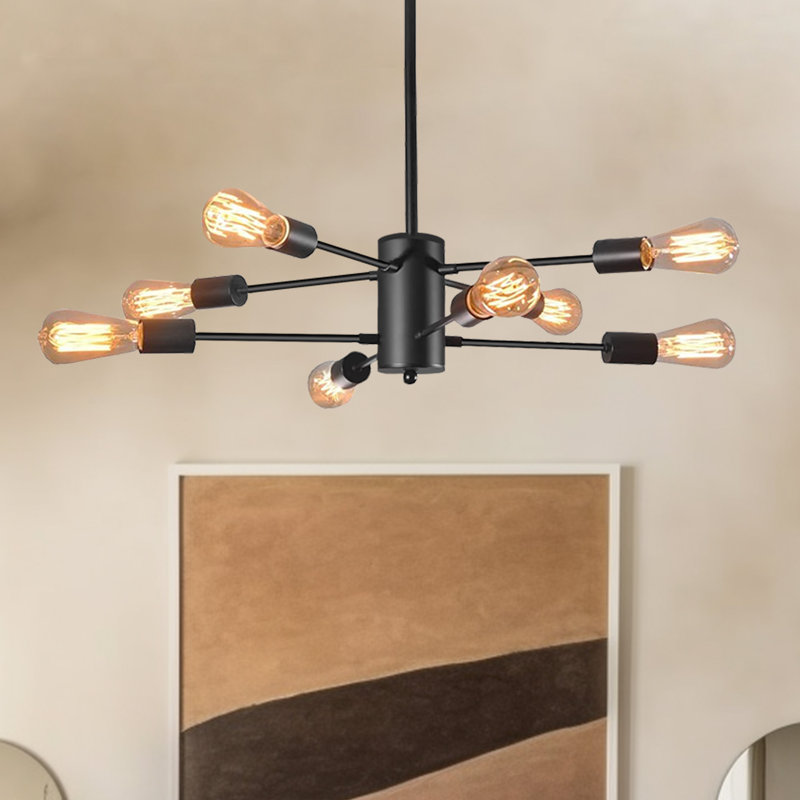 Isador 8-Light Dimmable Sputnik Chandelier Modern Linear Pendant Light