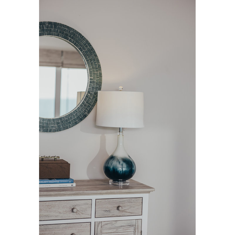 Lenneke 29" Blue and White Glass Table Lamps with White Shades