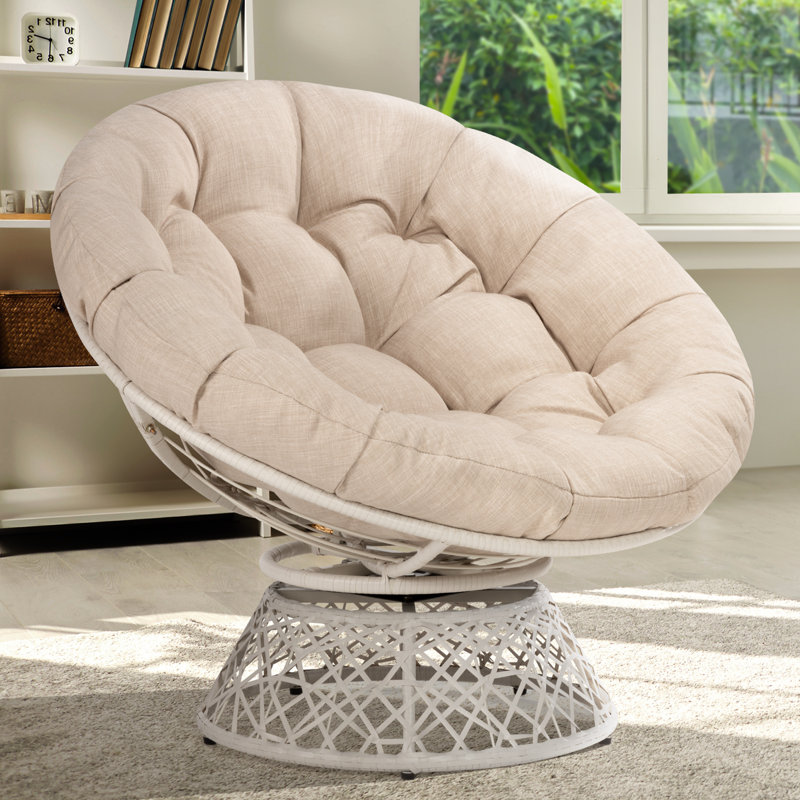 Ariyelle Swivel Papasan Accent Chair with Extra Thick Cushion for Ultimate Comfort