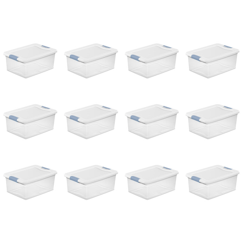 Sterilite 56 Quart Latching Stackable Wheeled Storage Container w/ Lid, (4 Pack)