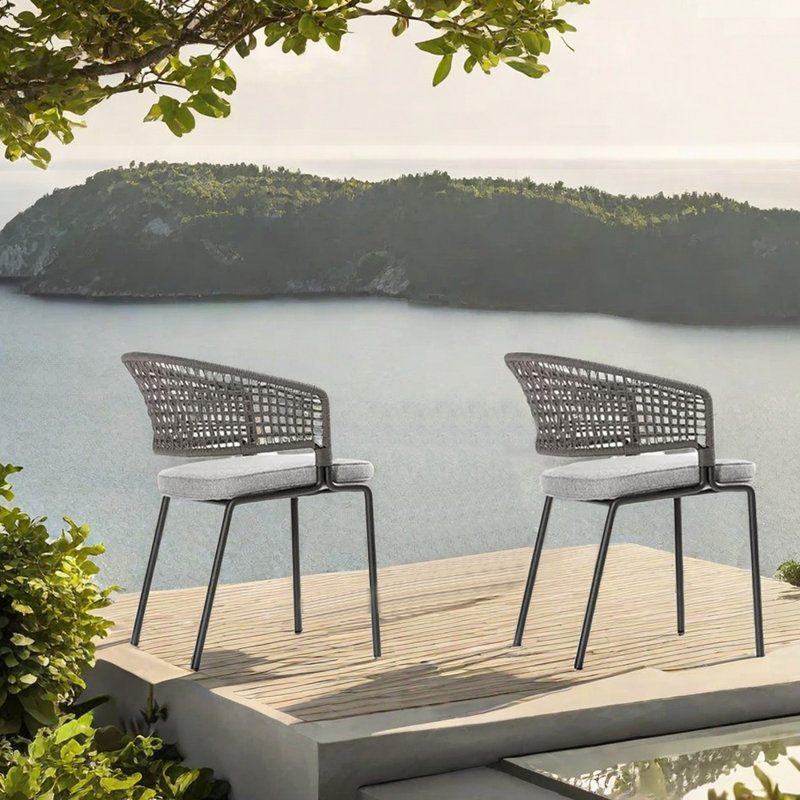 Leisure and simplicity patio chair Outdoor Dining Armchair with Cushions