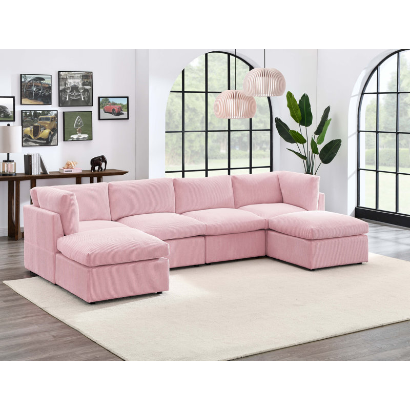 Annai 129" Wide Reversible Modular Corner Sectional with Ottoman