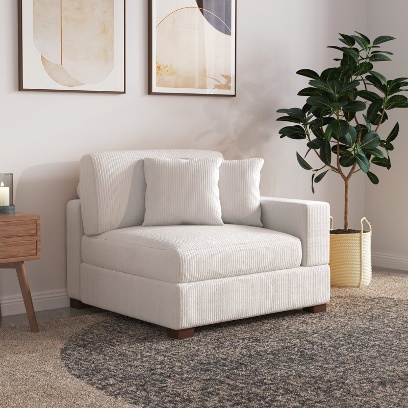 Milbrey Upholstered Armchair with Pillow Back and Solid Wood Legs