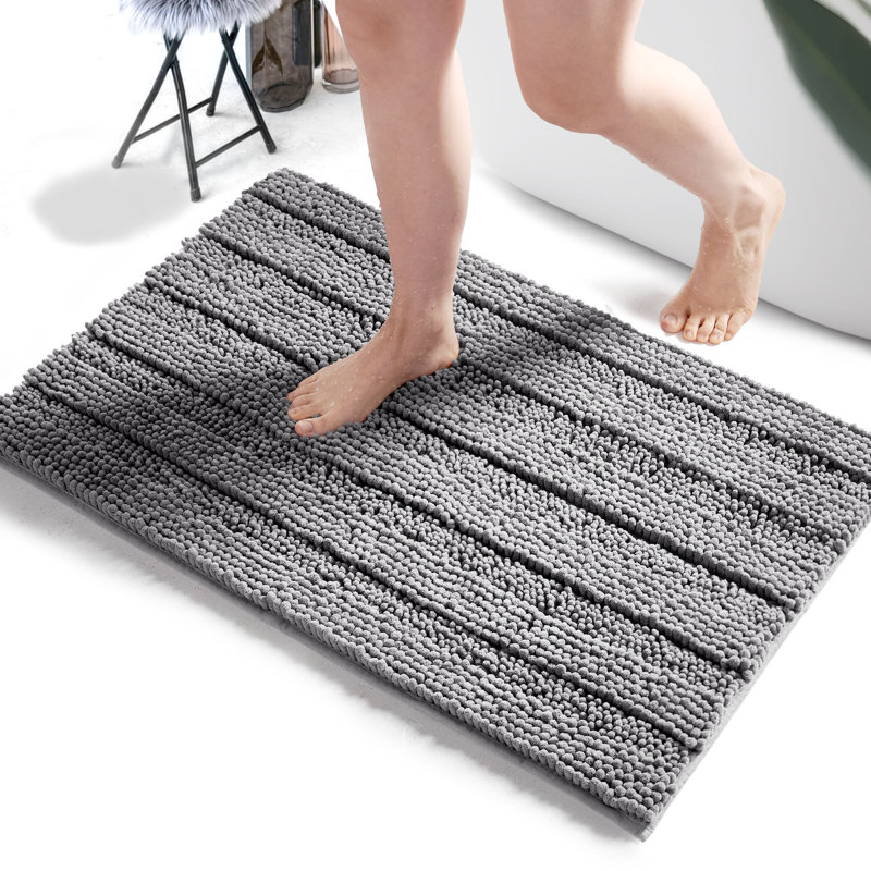 1 Pc Non-Slip Soft Plush Shaggy Striped Bathroom Rugs