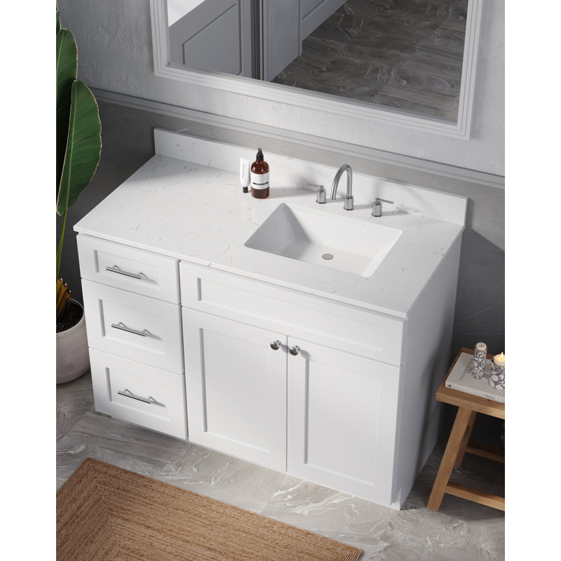 Disar 46'' Single Bathroom Vanity with Quartz Top