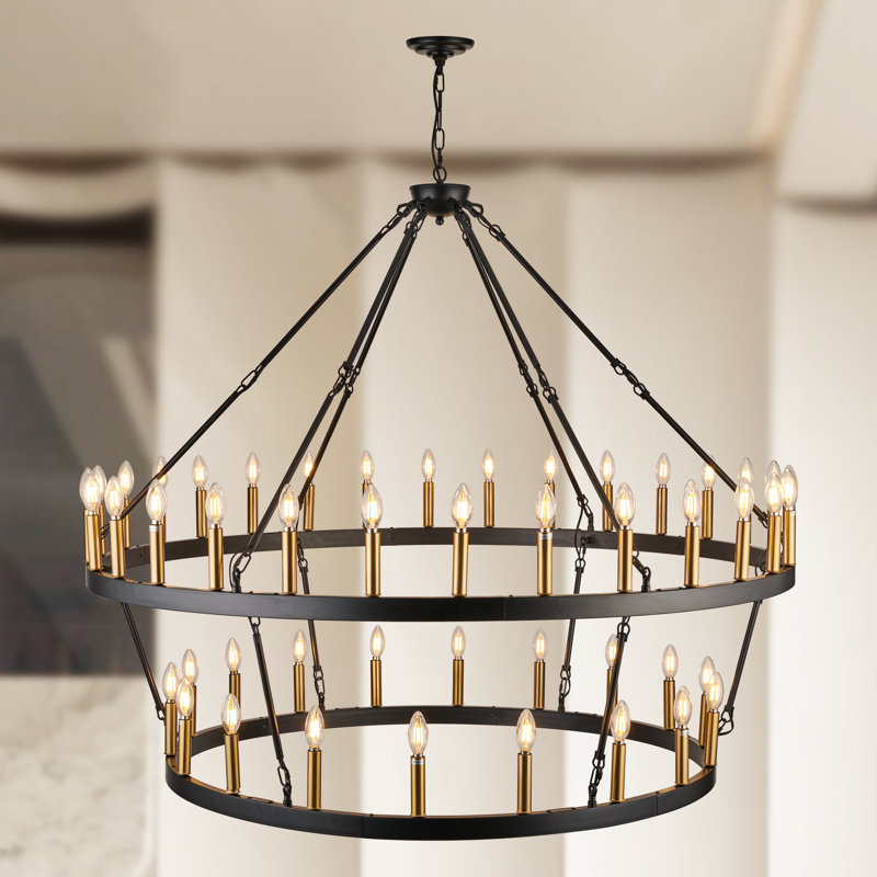 48- Light Dimmable Lantern Wagon Wheel Chandelier