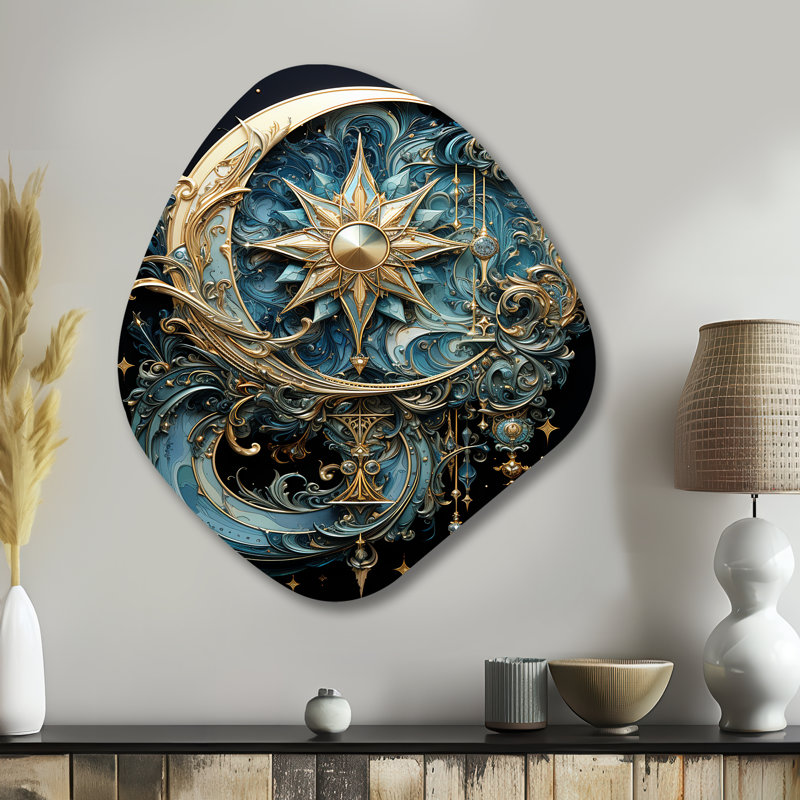 Blanmont - Unique Shape Symbols Metal Wall Decor, Asymmetrical Metal Wall Sculpture Print