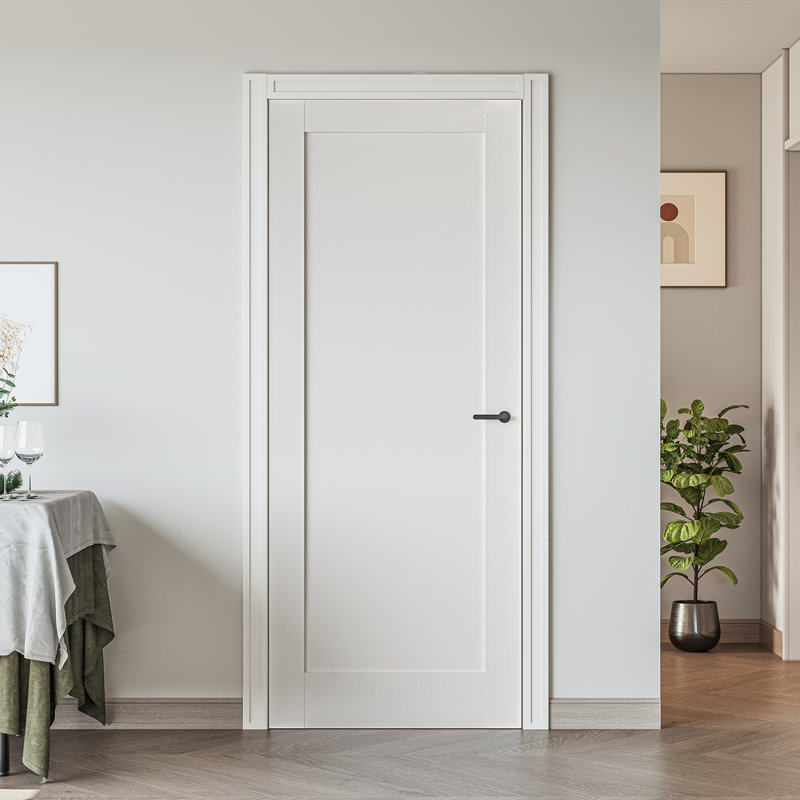 Primed 1-Paneled Solid Manufactured Wood Slab Door Without Frame and Hardware Kit
