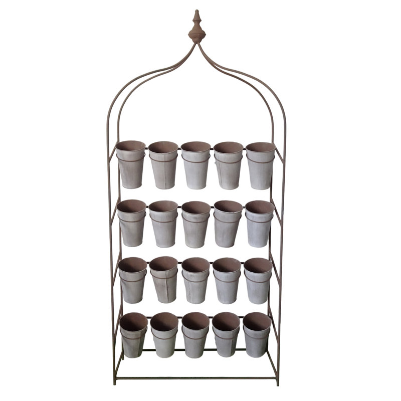VIP Metal 68 in. Off-White 20-Bucket Floral Display Stand on Casters