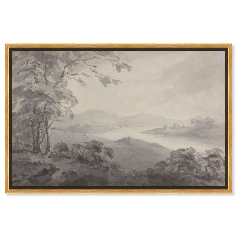 River Landscape with Ruins Canvas Vintage Landscape Art by Art Remedy