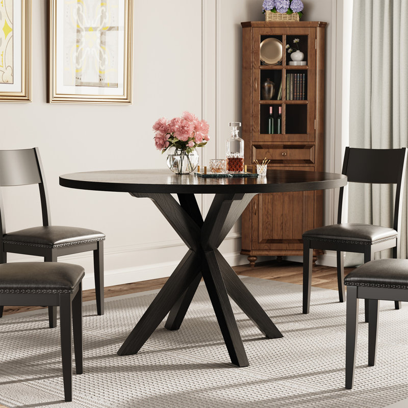 Thersia 47.3-Inch 6 Seats Round Solid Wood Dining Table
