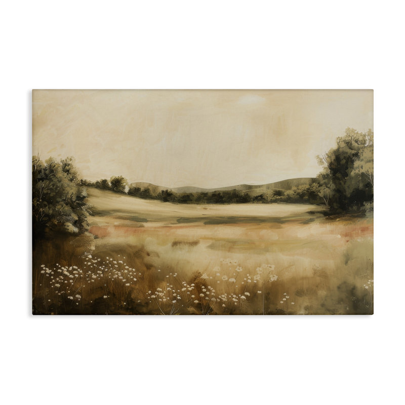 Neutral Meadow Landscape Canvas Wall Art by Lazar Studio