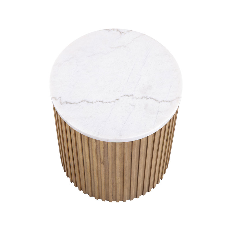 Colvin 18? Round White Marble Top End Table