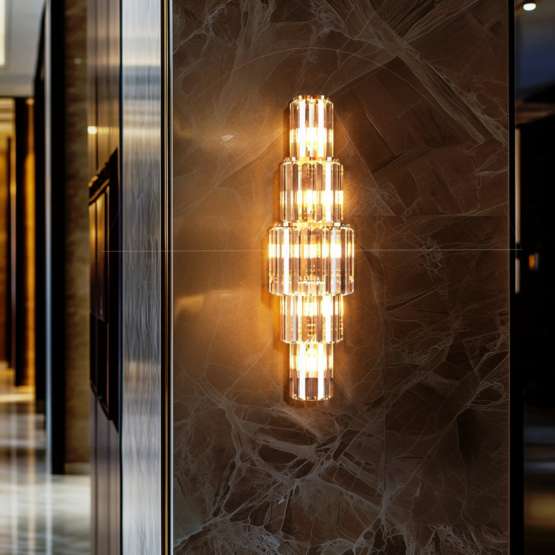 Wall Sconce Lamp Crystal Lighting Fixtures With Long Oblong Crystals