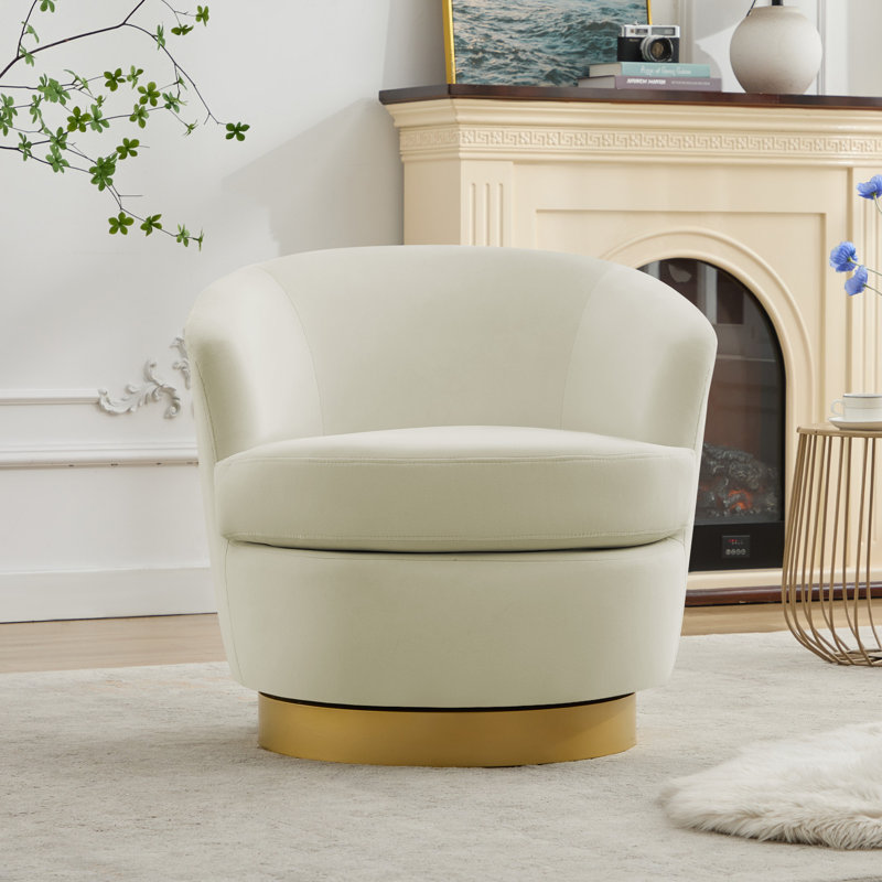 Janien Velvet Swivel Barrel Chair
