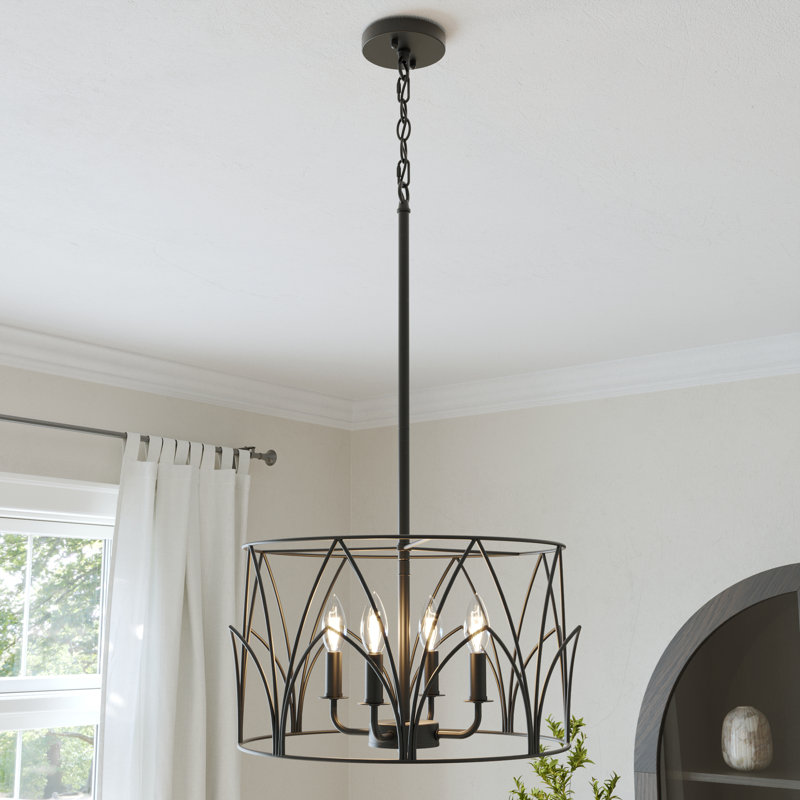 Resuile 4 - Light Steel Dimmable Drum Chandelier