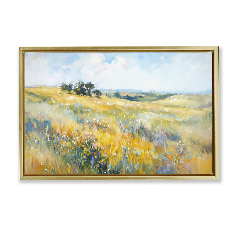 Country Prairie Scene Brown Framed Floater Canvas by Ramona Murdock