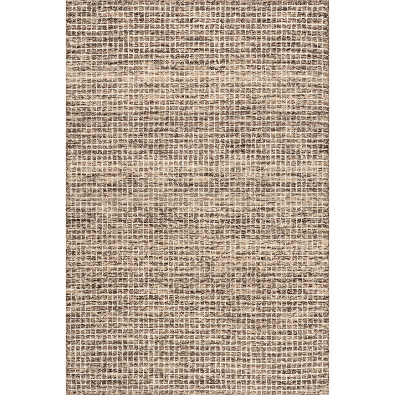 Katasha Checked Wool Brown Area Rug