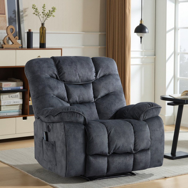 Chayden 40.2" Wide Modern Skin-friendly Microfiber Soft Heated Massage Power Recliner Chair with USB Port