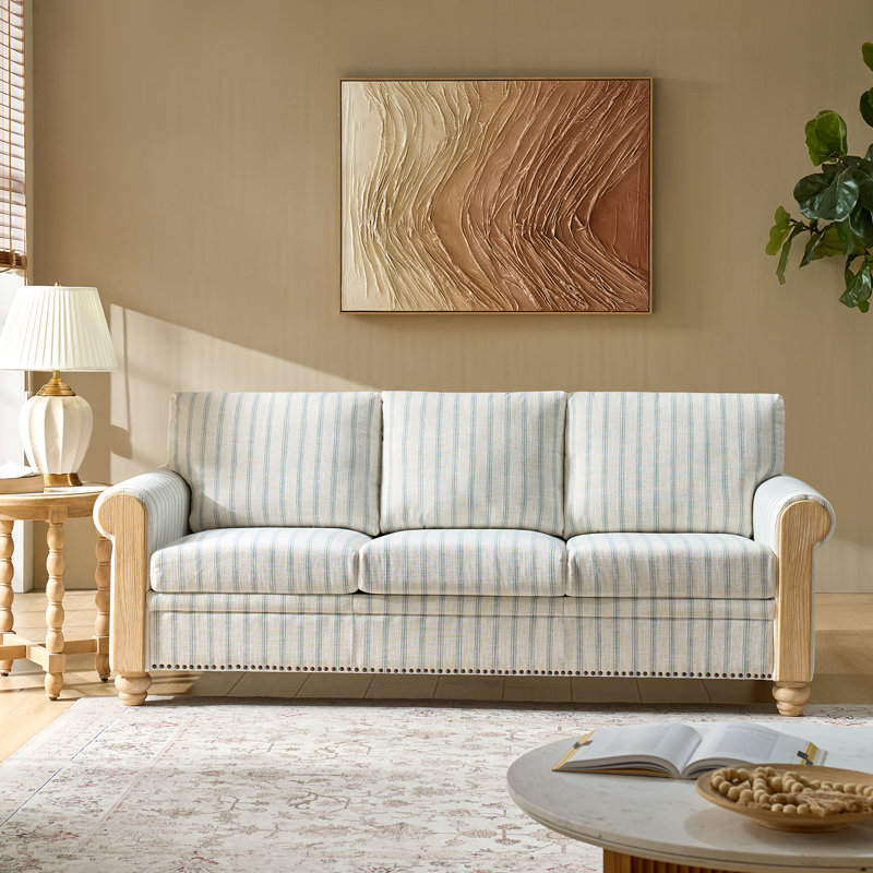 Terren 81" W Linen Striped Sofa