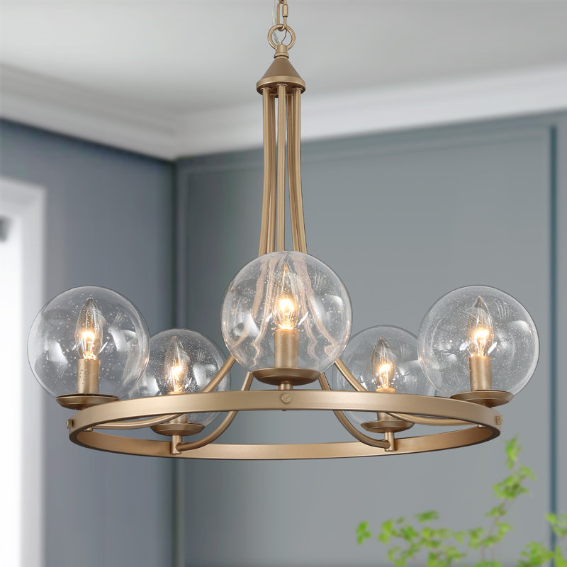Lougene 5 - Light Ring Modern Chandelier With Globles
