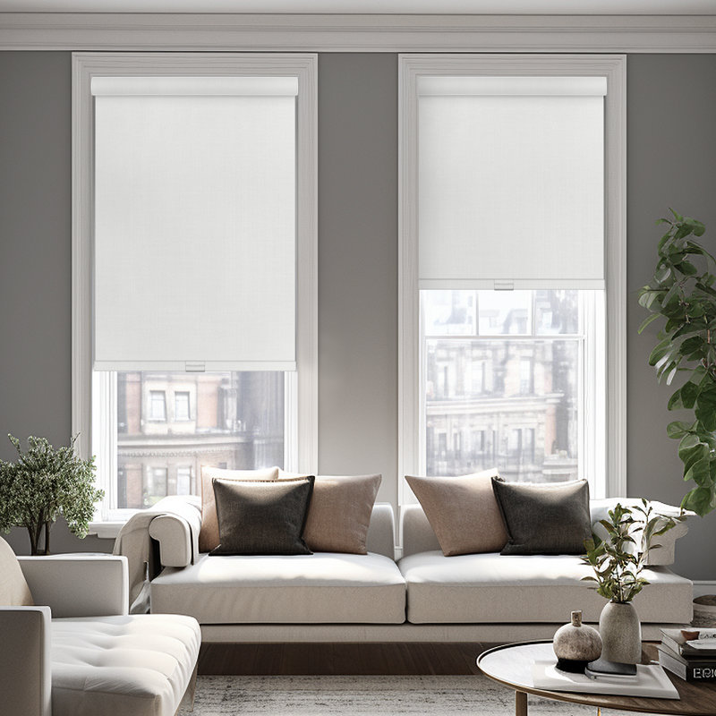 Blackout Roller Shades For Windows Cordless Linen Fabric Roller Blinds For Window Thermal Insulated Fabric UV Protection Window Shades For Home,Blackout,