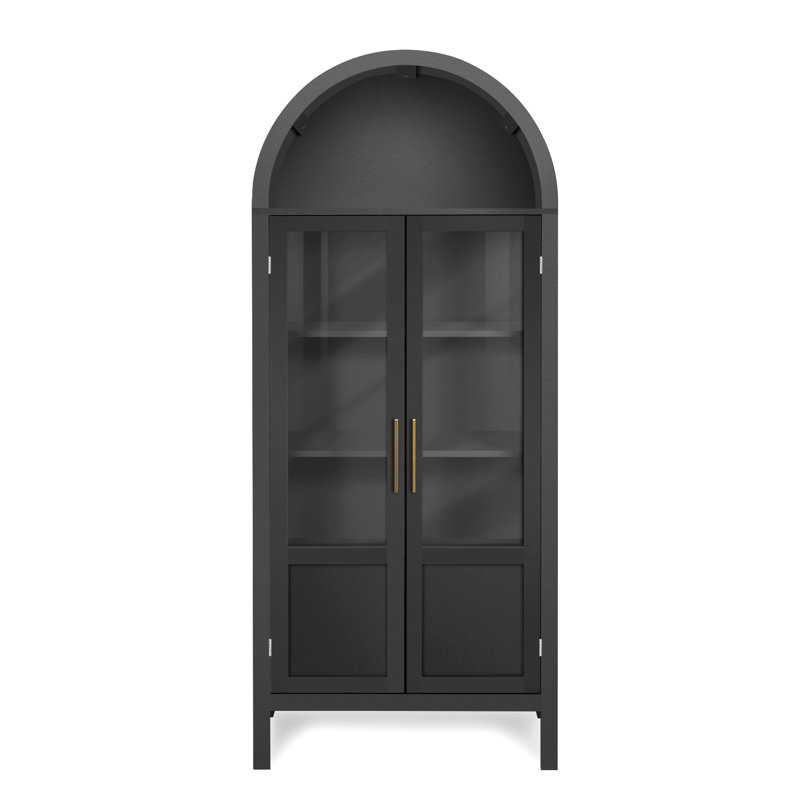 Tall Arched Cabinet Wooden Display Cabinet