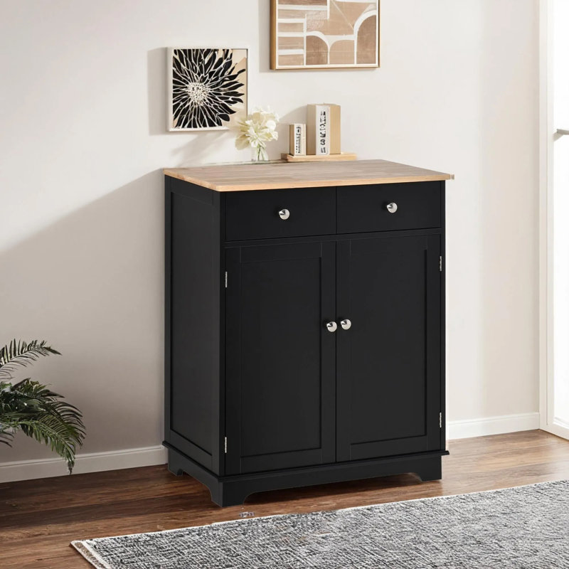 Modern Kitchen Storage Cabinet, Coffee Bar Cabinet With 2 Drawers, Doors And Adjustable Shelf