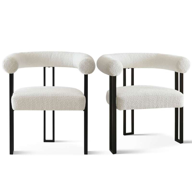 Fellman Boucle Upholstered Dining Armchairs