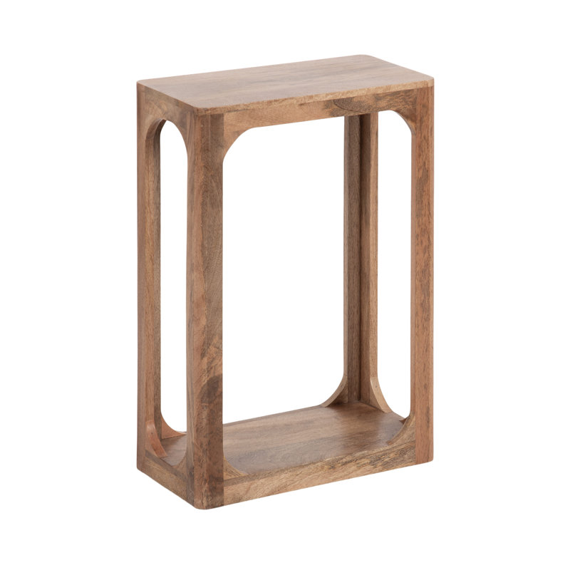 Dahl Slatted Mango Wood Slim Side Table for Use as Narrow Bedroom Nightstand