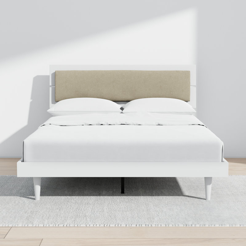 Benoni Wooden Bed With Taupe Cushion
