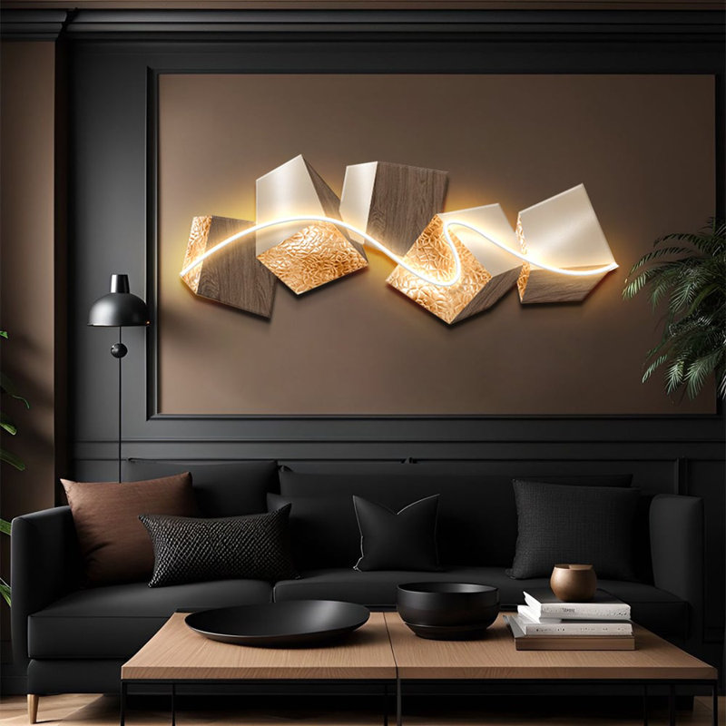 39.4" LED Acrylic Abstract Geometric Wall Decor Modern Art Living Room Bedroom