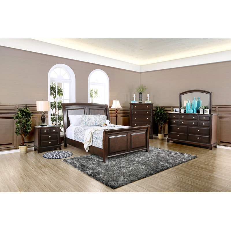 Brown California King Cherry Rail, 3Pc Slats, 6Pc Supports