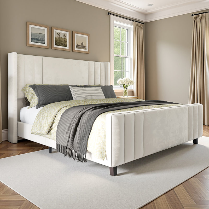 Aurieona Upholstered Velvet Standard Bed