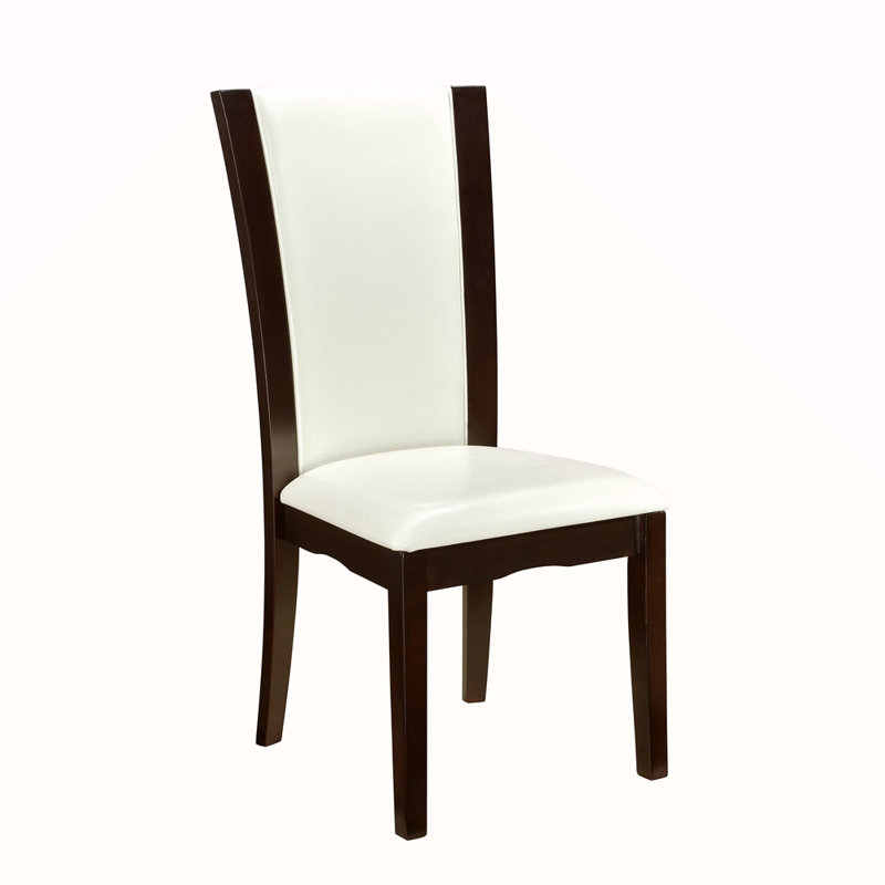 Modern Contemporary Dining Side Chairs Set Of 2 Faux Leather Upholstered Hardwood Solid