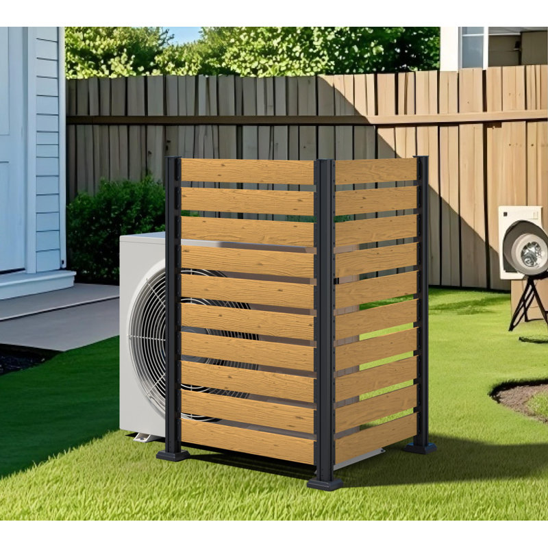 78 W Outdoor Privacy Screen Fence Panel, Wood Air Conditioner Fence for Hard Ground & Soft Ground, 2 Panel Set, 4 Sides Connection