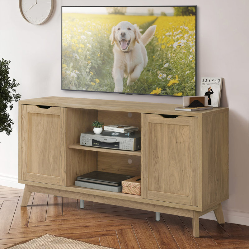 Nordica TV Stand for 65 Inch TV, Modern Entertainment Center with Storage Cabinets and Open Shelves, Wooden Media Console Table for Living Room, Bedroom, Small Spaces