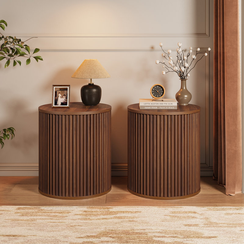 Fluted Round End Table Set