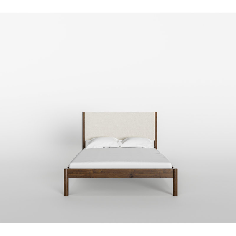 Ardin Solid Wood Bed Frame With Cream Boucle Upholstered Headboard