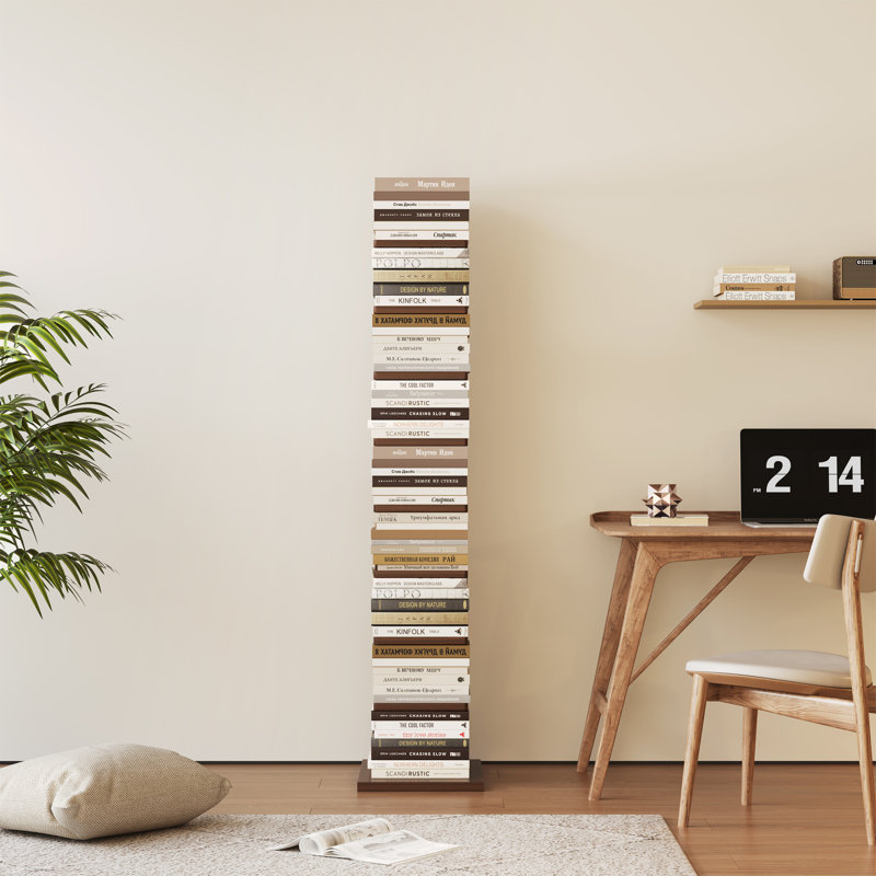 9 Tier Bookshelf, Vertical Corner Shelf With Modern Invisible Spine Ladder Bookcase Space-saving Organizer