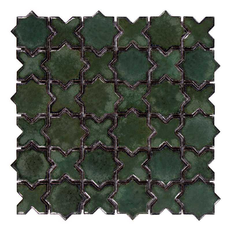 12.2" x 12.2" Star and Cross Terracotta Floor & Wall Mosaic Tile