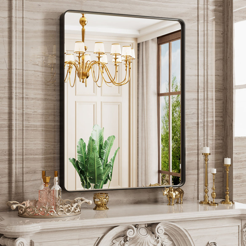 Corvetta Aluminum Framed Rectangle Bathroom Mirror, Vanity Mirror with Tempered Glass