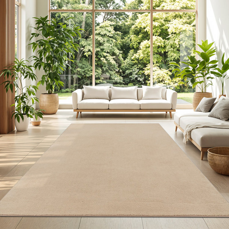 Soft Area Rug Cozy Low-Pile Rug Anti-Slip Solid Color Washable